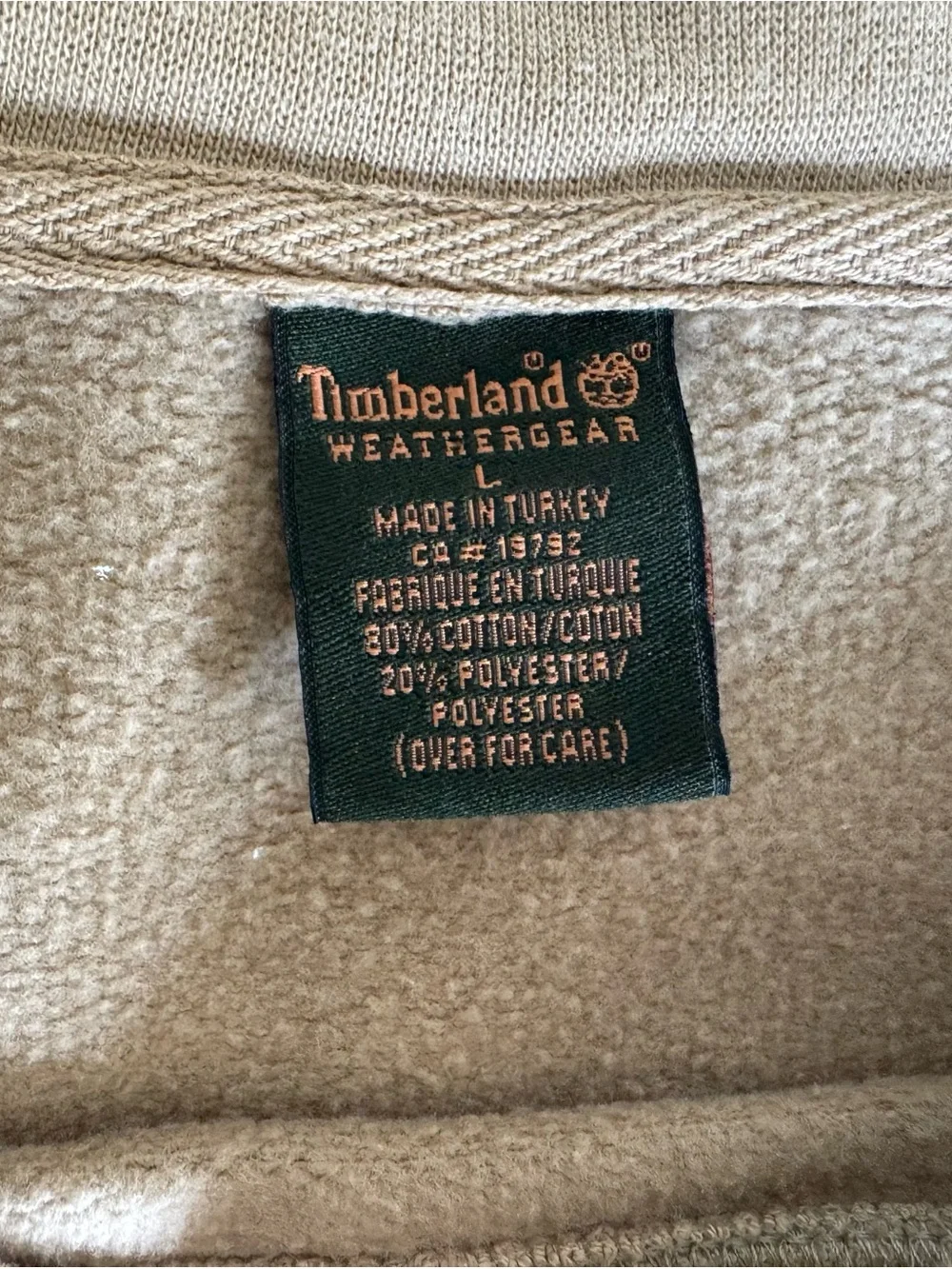 Timberland Cream Crewneck Sweatshirt with Blue Logo